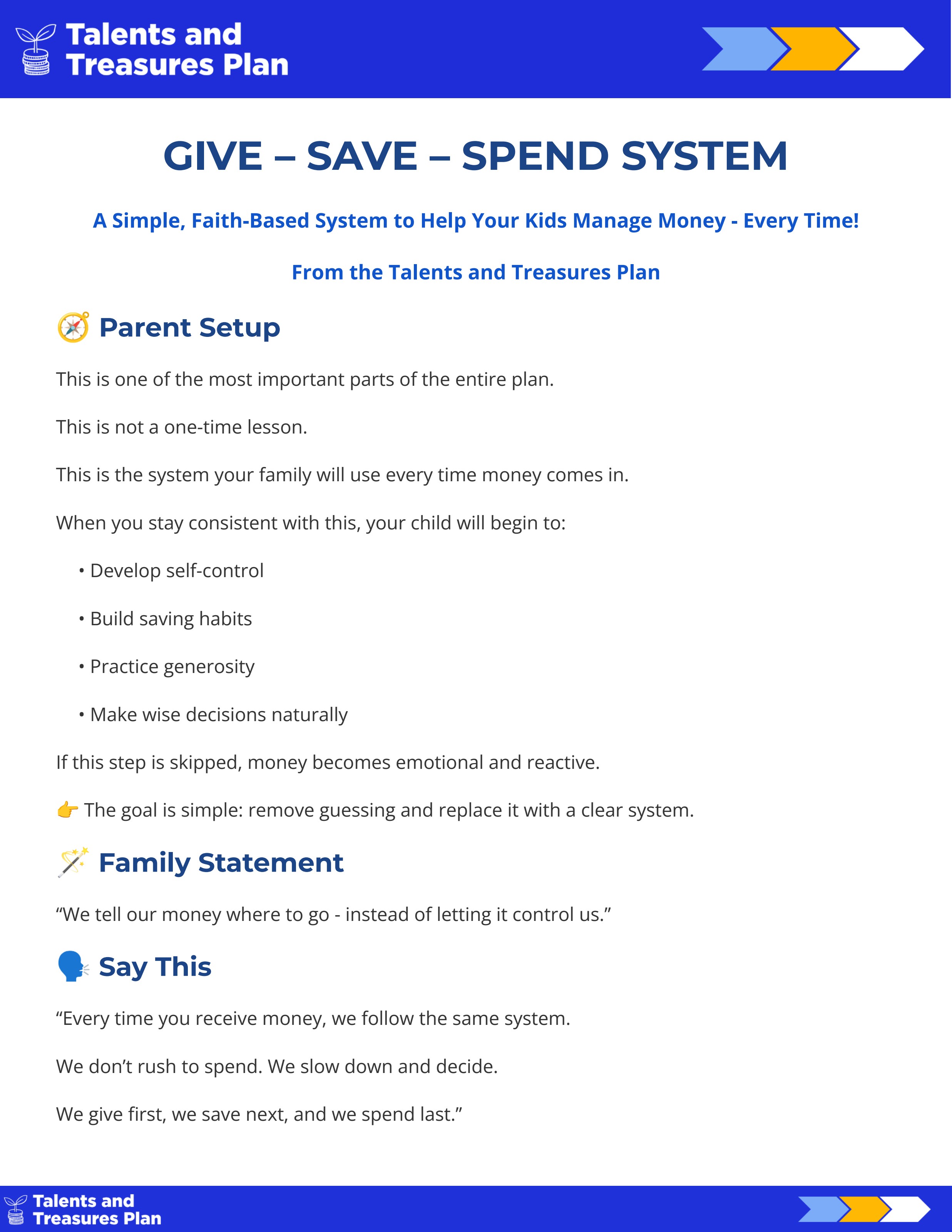 Give, Save, Spend System cover page